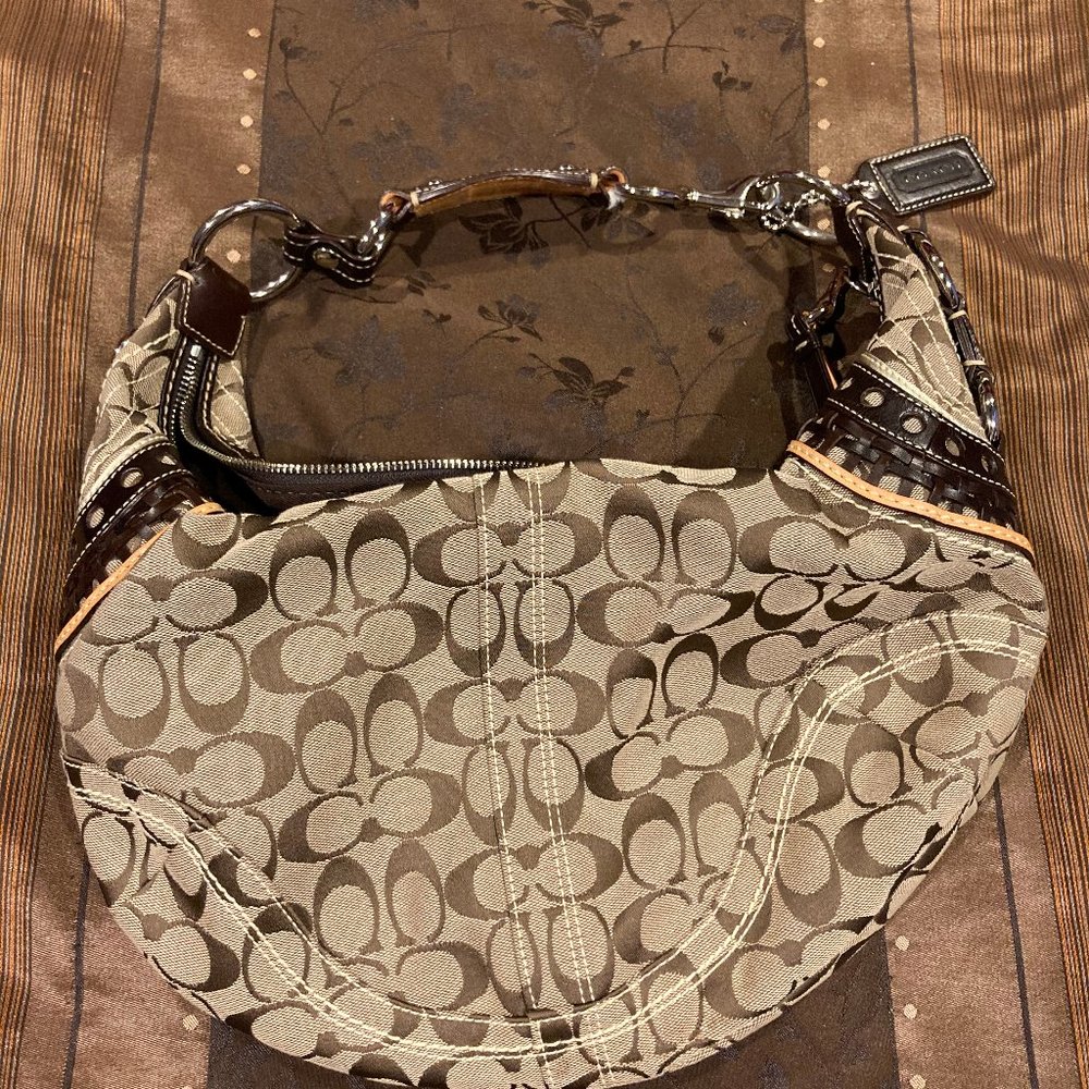 Coach Signature and Top Handle Handbag Black/Grey